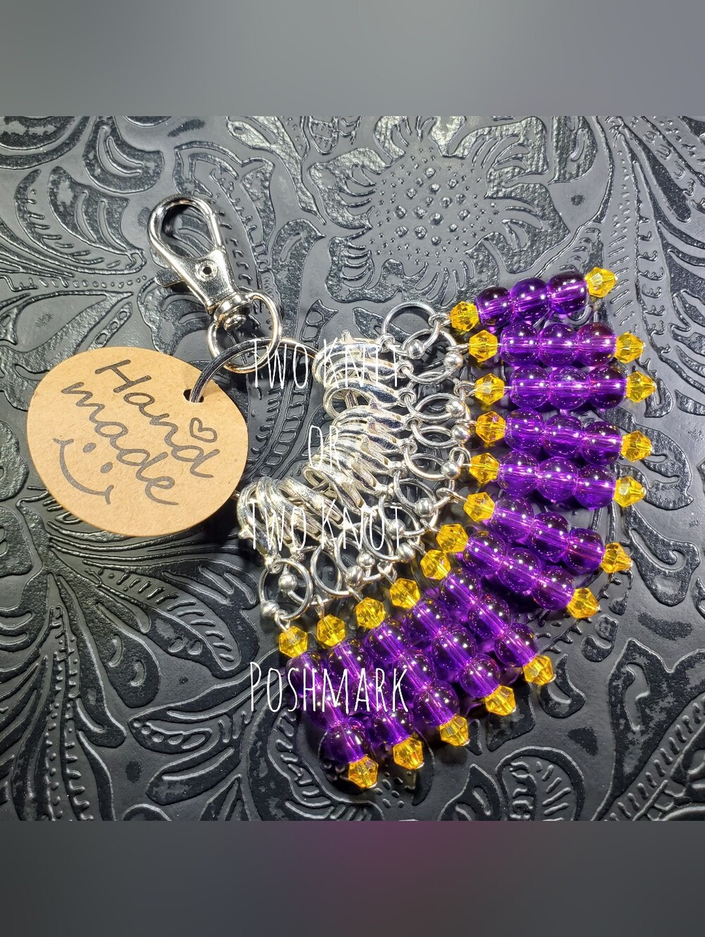 ⭐️ OOAK Handmade Beaded Stitch Markers Bag Charm Set
